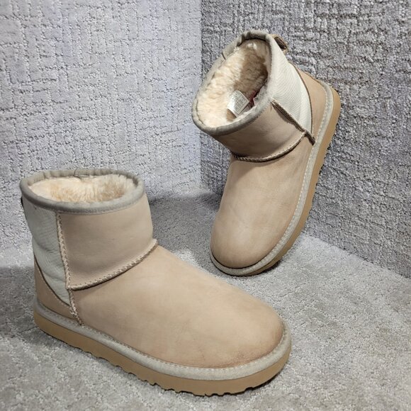 UGG Classic Mini Snake II Women's Size 7 US Beige Leather Lined Boots 1017914 - Picture 10 of 11